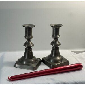 Colonial Casting Co. Pewter Candle Holders Pair